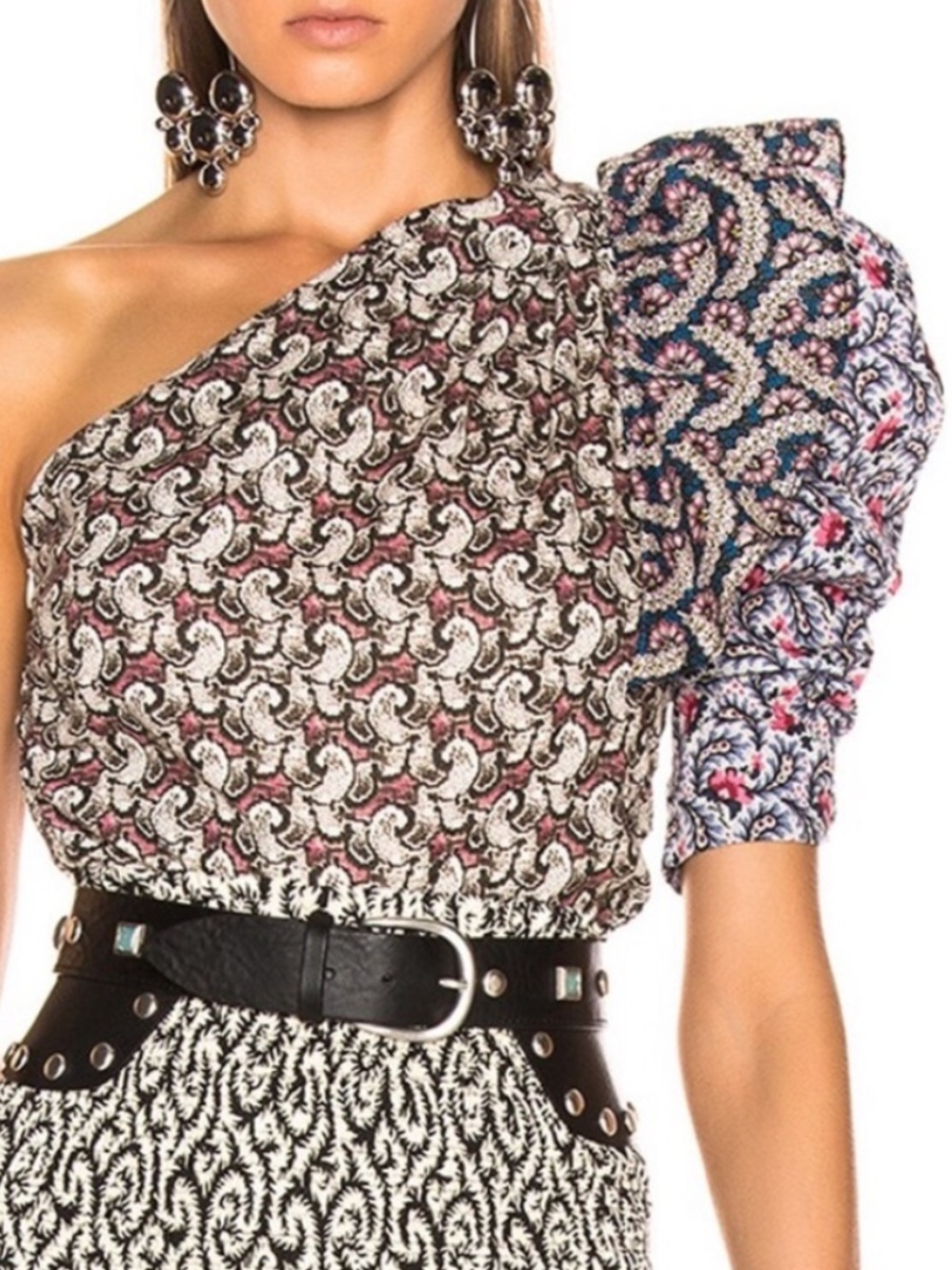 Isabel Marant Lilia One shoulder Floral Mini Dress In Black US4 FR36 Small